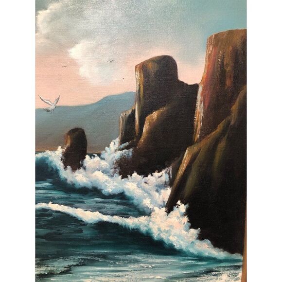 Vintage Oil Painting Seascape By Barbara Bennett - Picture 4 of 4